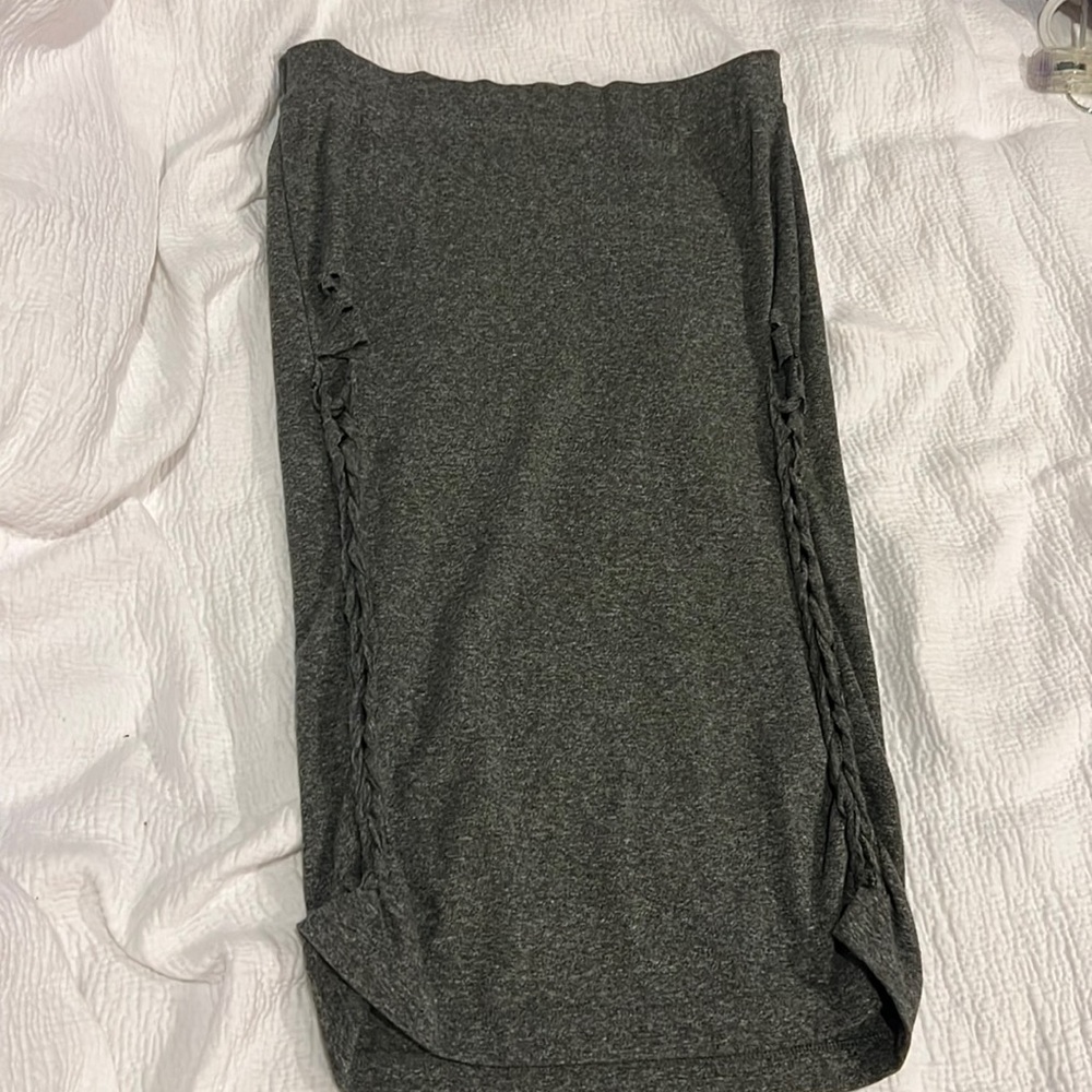 H&M Custom Grey Medium Midi Skirt - image 1